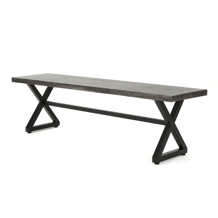 Modern Aluminum Outdoor Dining Bench With X Base