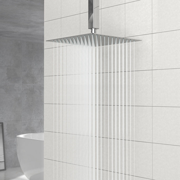10" Square Rainfall Shower Head, Wall / Ceiling Mounted, Stainless Steel - Chrome