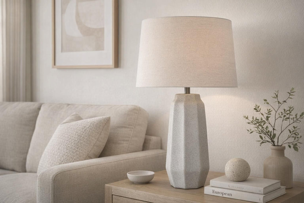 Speckled Stone Ceramic Table Lamp (Set of 2) - Speckled Soft Stone
