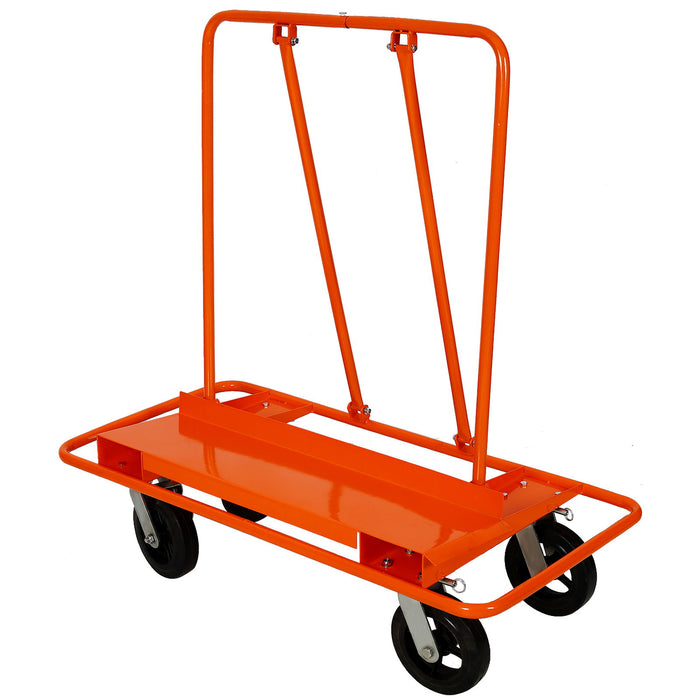 Heavy Duty Drywall Sheet Cart & Panel Dolly With 2400Lbs Capacity, Mold On Rubber Wheels, Steel Construction - Orange