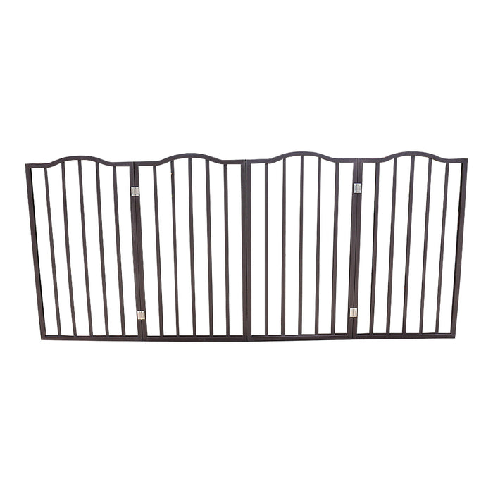 Pet Gate Dog Gate For Doorways, Stairs Or House Freestanding Folding - Dark Brown