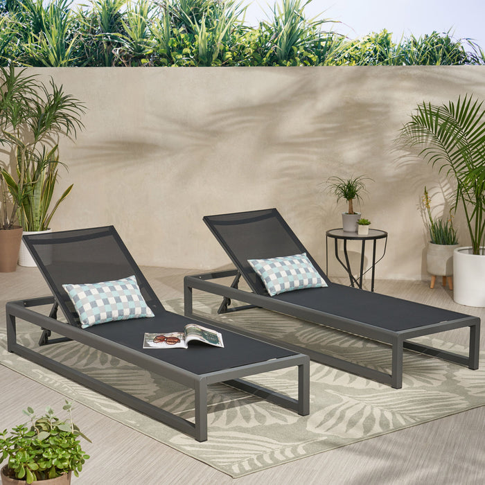 Outdoor Nylon Mesh Chaise Lounge, (Set of 2)