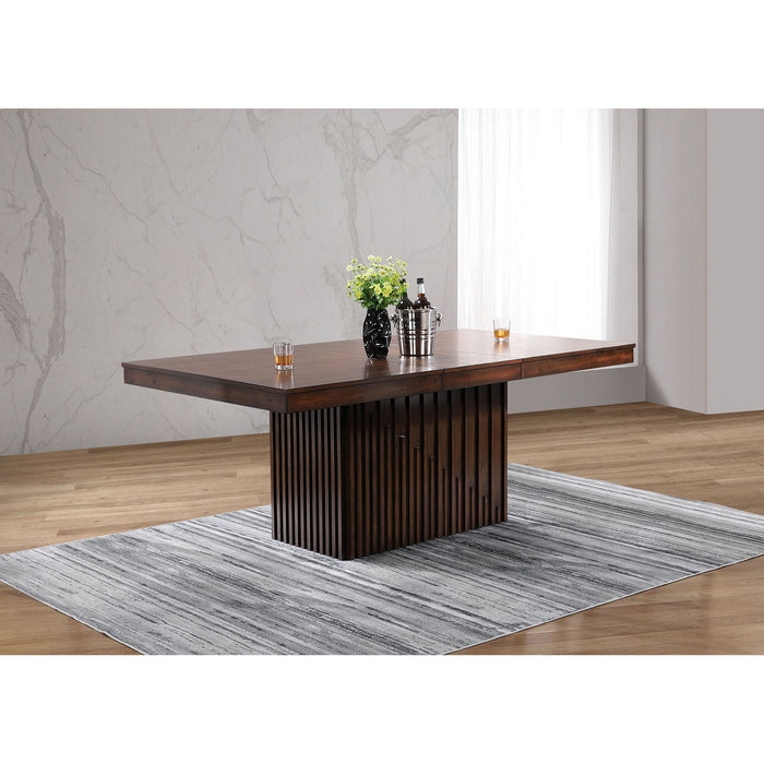 Baywind - Dining Table Pedestal Base, Rectangular Design With Extendable Leaf - Oak