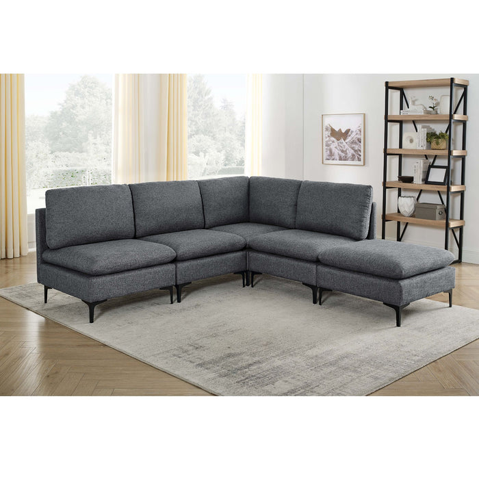 Upholstered Modular Sectional With Tall Legs, Medium Firm Seat