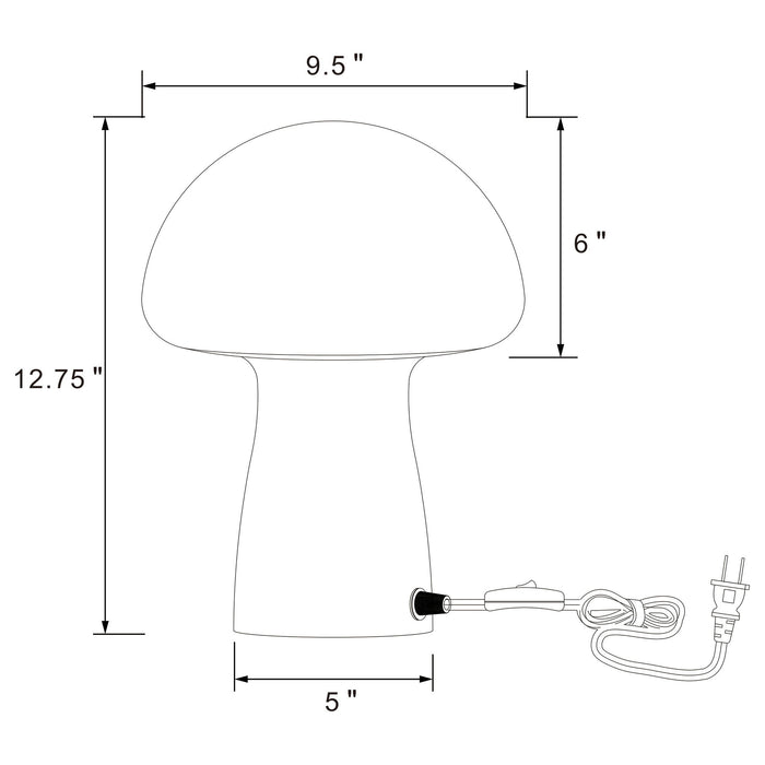 Jonah - Mushroom Shaped Glass Table Lamp - White