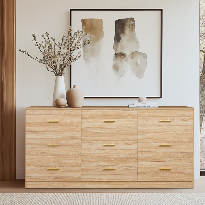 Modern Drawer Dresser For Bedroom, Ample Storage Wide Chest Of Drawers