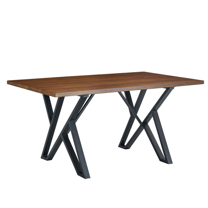 Industrial Style Indoor Dining Table With Metal Legs - Walnut / Black
