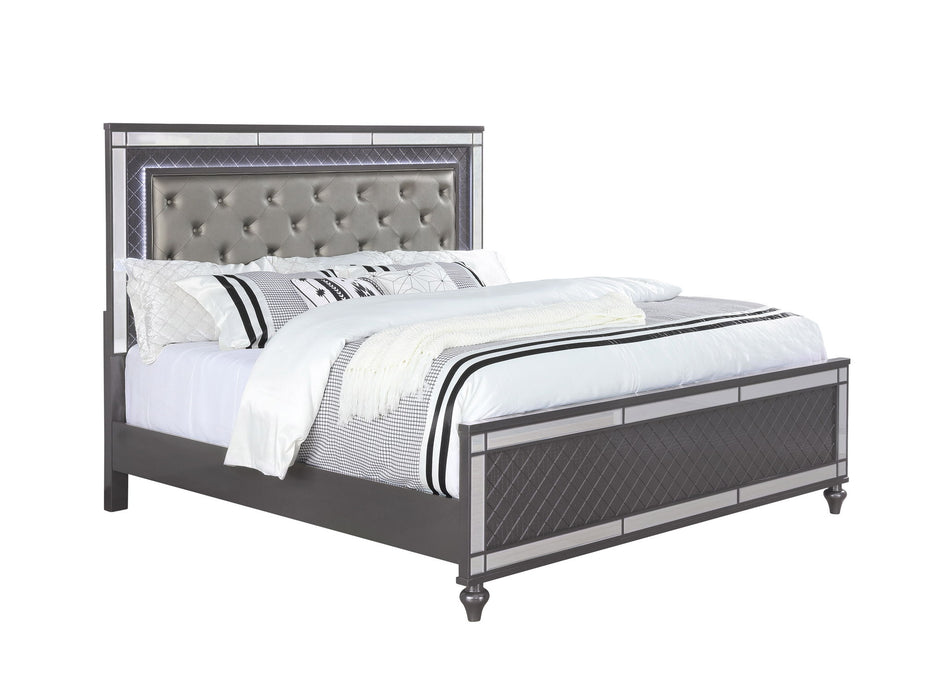 Refino - King Upholstered Bed - Gunmetal