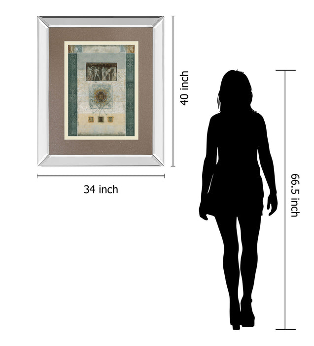 Romanesque Il By Douglas - Mirror Framed Print Wall Art - Green