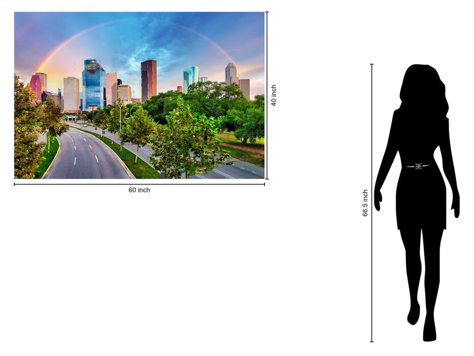 Tempered Glass With Foil - Rainbow Over Houston - Dark Green