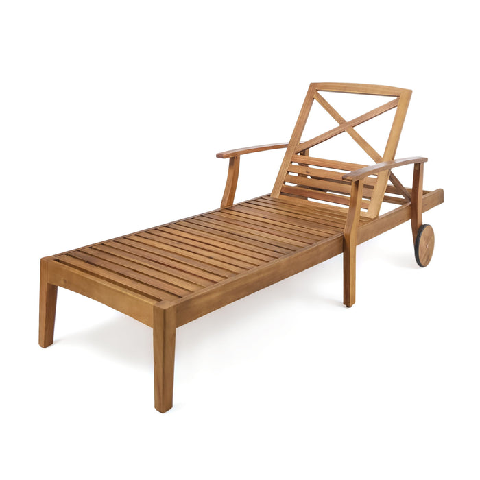 Perla - Chaise Lounge With Wheels And Customizable Cushion Options - Teak