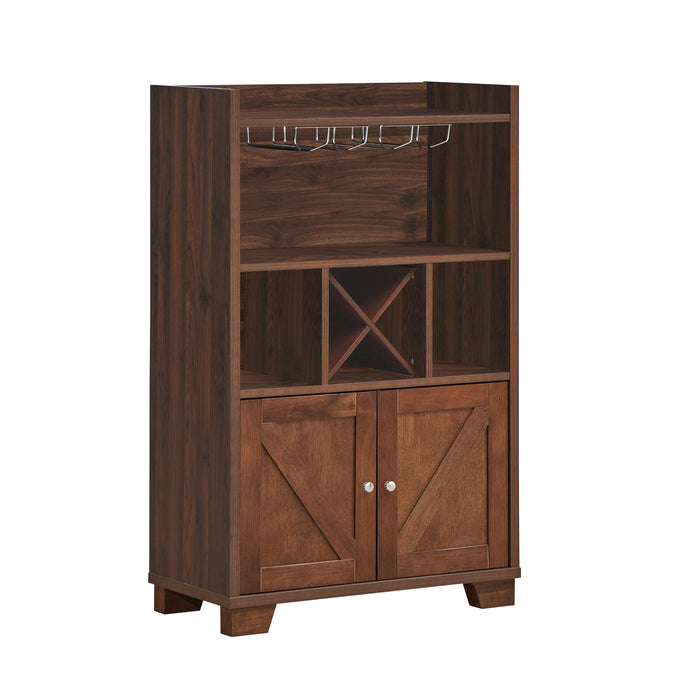Farmhouse Style Monita Wine Cabinet With Storage Space - Walnut