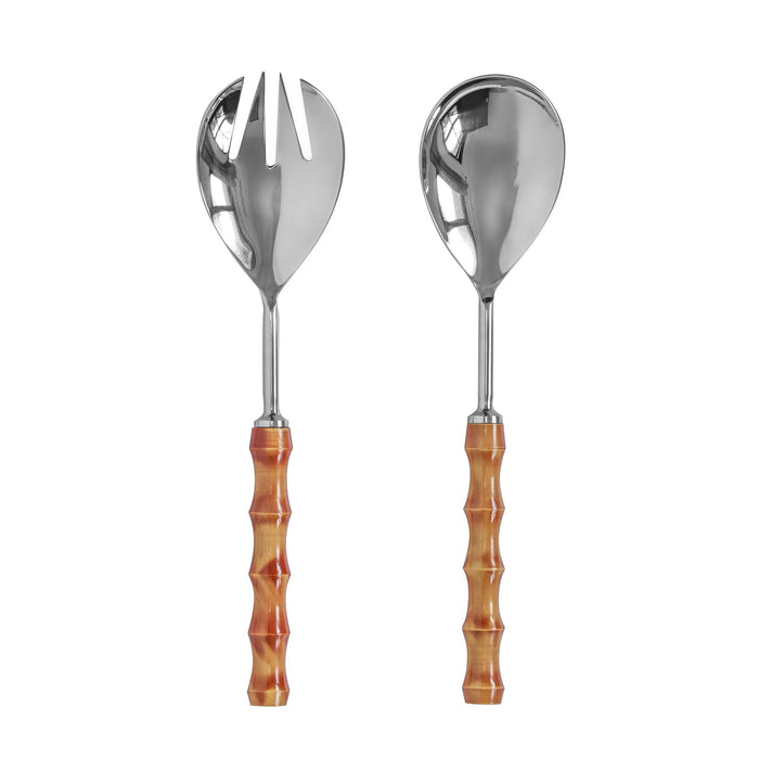 Bamboozled - Stainless Steel Salad Serving Spoons (Set of 2) - Pearl Silver