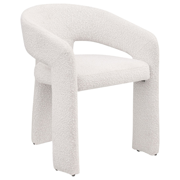 Cedral - Upholstered Dining Side Chair With 3 Legged Design - Cream