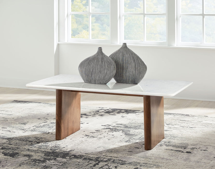 Isanti - Castanho Claro / Branco - Mesa de Cocktail Retangular