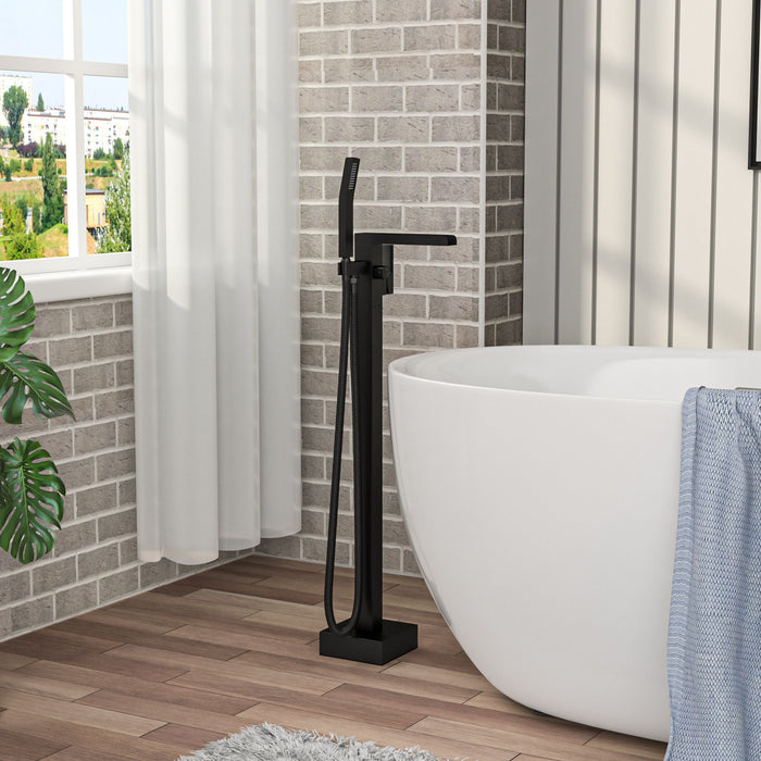 Freestanding Bathtub Faucet With Waterfall Tub Filler And Hand Shower