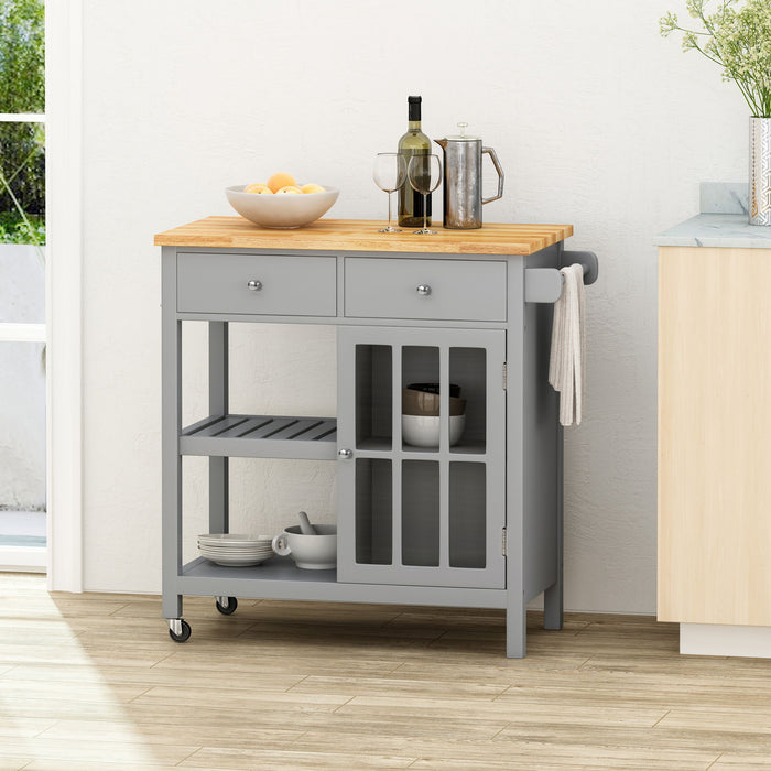 Aidah - Contemporary Kitchen Cart With Wheels - Gray
