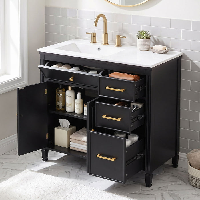Bathroom Vanity With Sink Top, 3 Soft Closing Drawers