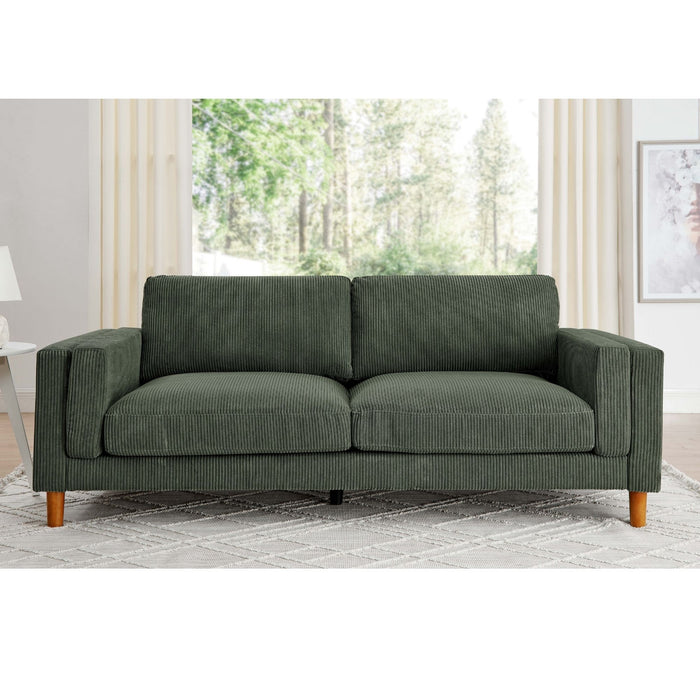 Upholstered Square Arm Sofa - Dark Green