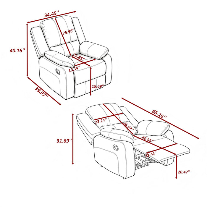Reclining Armchair Single Recliner With 150° Recline