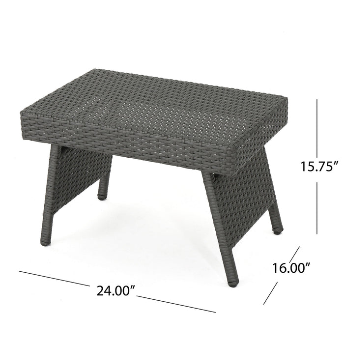 Outdoor Wicker Table With Rectangular Tabletop - Gray
