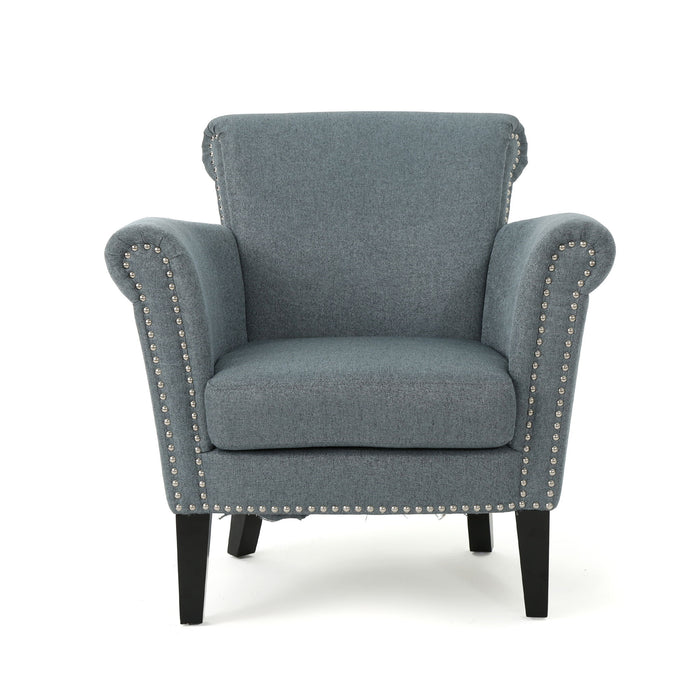 Elegant Club Chair With Nailhead Trim And Birch Wood Legs