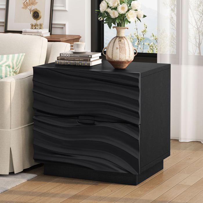 Nightstand With 2 Drawers, No Handles