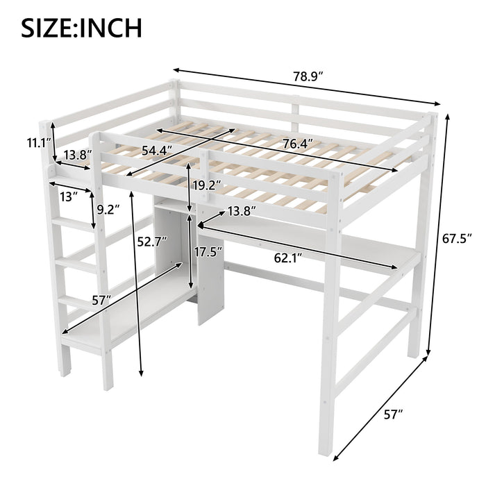 Loft Bed With Built In Desk And Multifunction Shelves