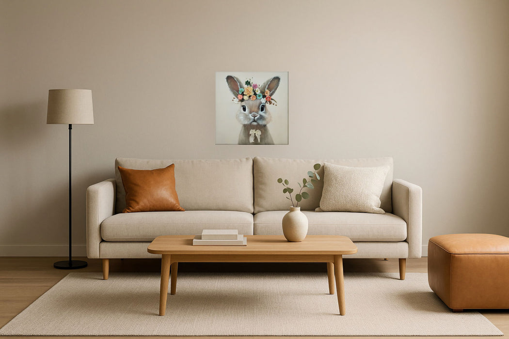 Blossom Bunny Portrait - 25" x 25" Framed Wall Art
