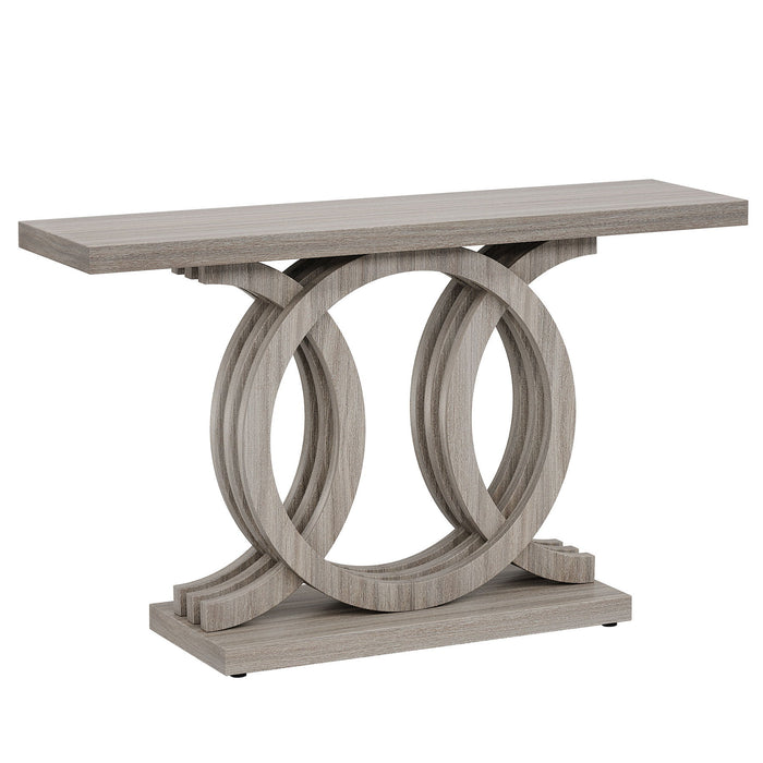 Console Table With Geometric Base For Living Hallway - Gray