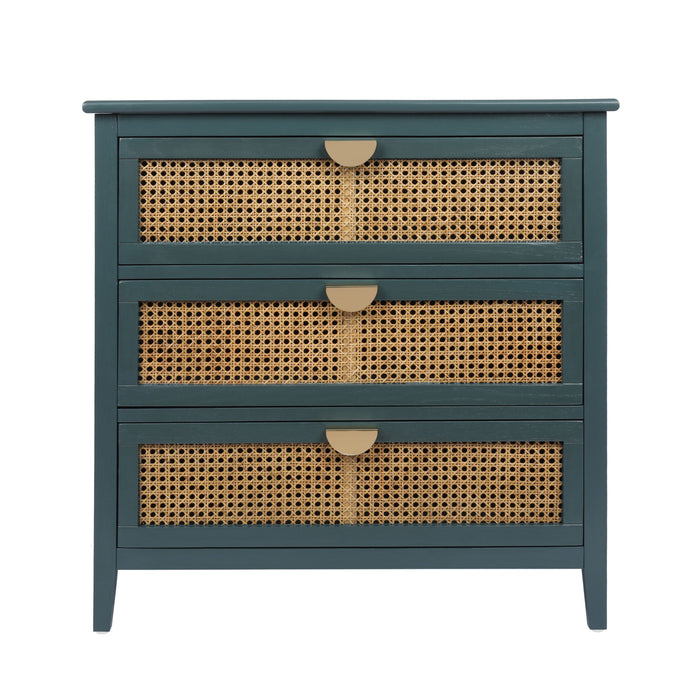 3 Drawer Cabinet, Natural Rattan, American Furniture