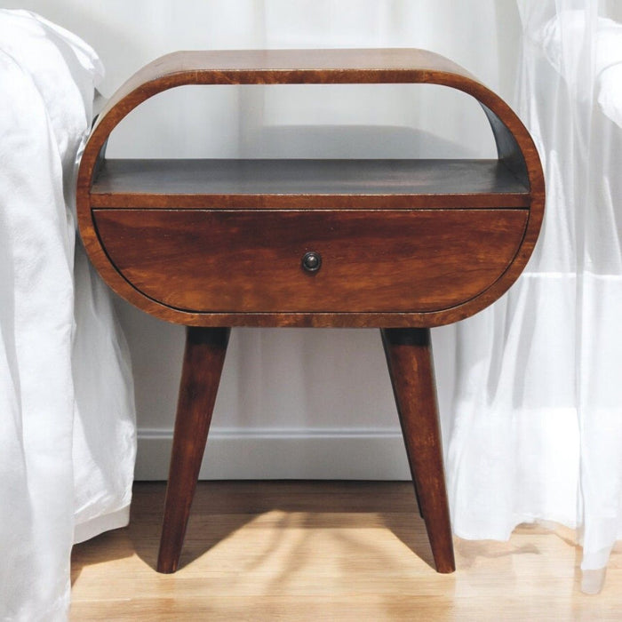 Large Chestnut Circular Bedside