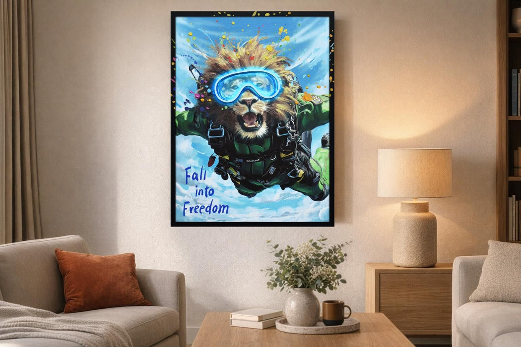 Skybound Roar I Hand-Embellished LED Canvas In Frame - Black / Blue