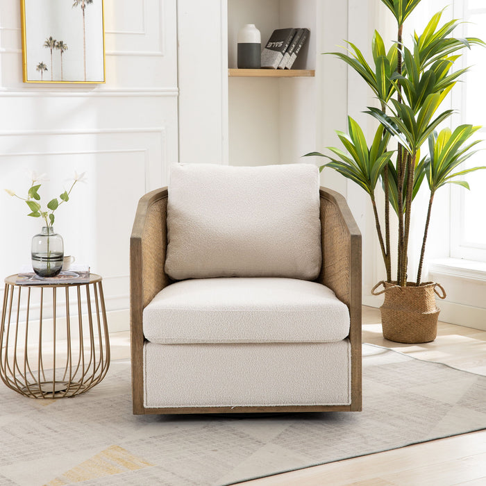 Barrel, Comfy Round Accent Sofa Chair With 360 Degree Swivel, Leisure Arm