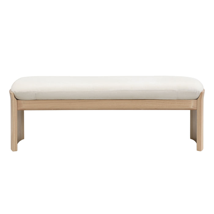 Footstool With Soft Cushion For Living Room - Beige / Natural