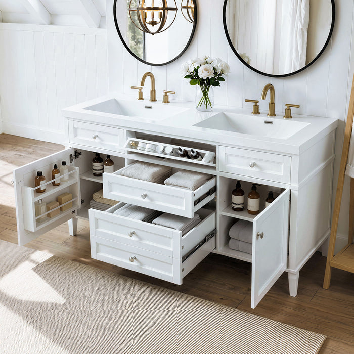 Bathroom Vanity With Double Sink, 3 Drawers, 2 Doors, Adjustable Shelves, Freestanding - White