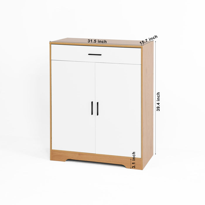 Freestanding Wooden Shoe Cabinet, 4 Tier Organizer With Drawer