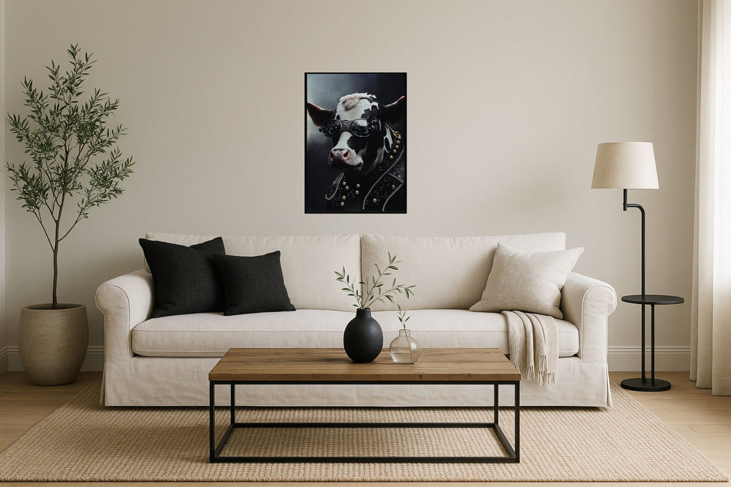 Studded Rebel Bovine - 21" x 29" Framed Wall Art