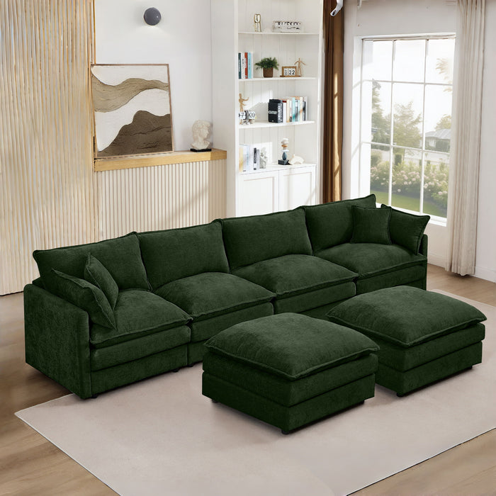 Modular U Shaped Sectional Sofa, 4 Seater Comfy Cloud Couch