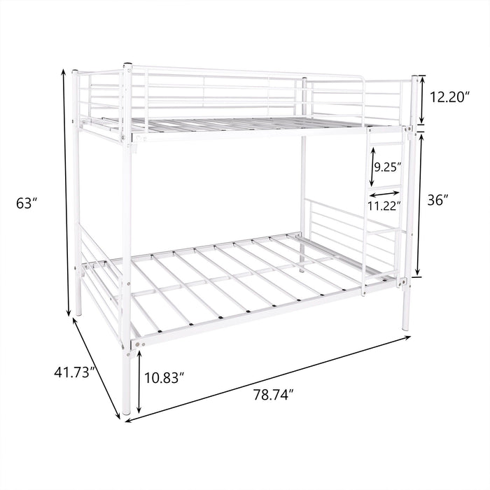 Space Saving Bunk Bed With Metal Frame And Ladder