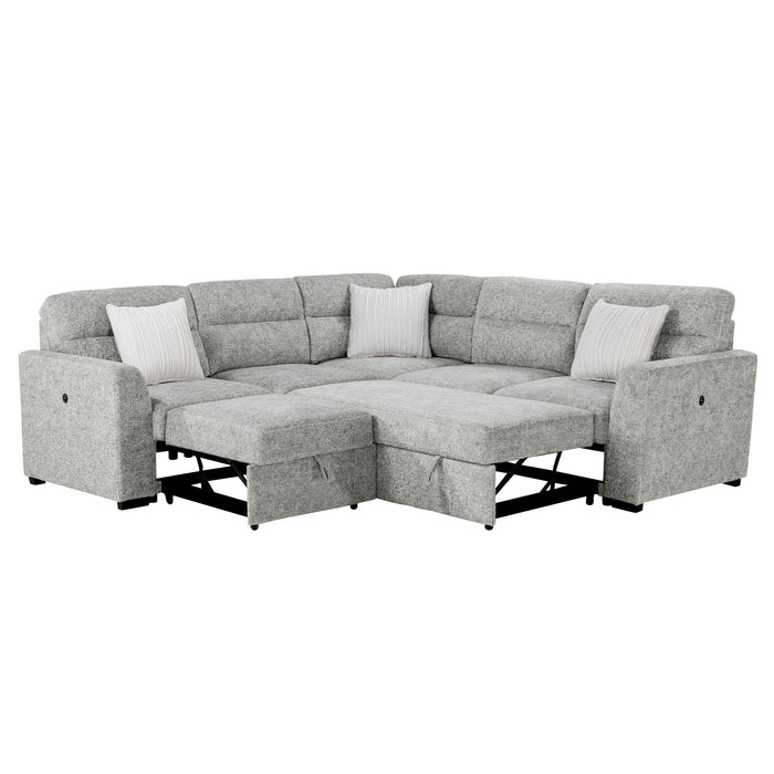 Emiliano - Sectional Sofa With 3 Pillows - Nickel