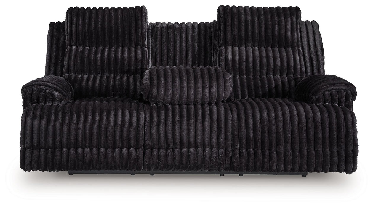 Rhine Falls - Reclining Power Sofa With Drop Down Table - Onyx