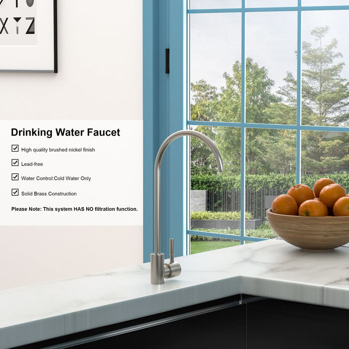 Modern Design, Lead Free Drinking Water Faucet - Brushed Nickel