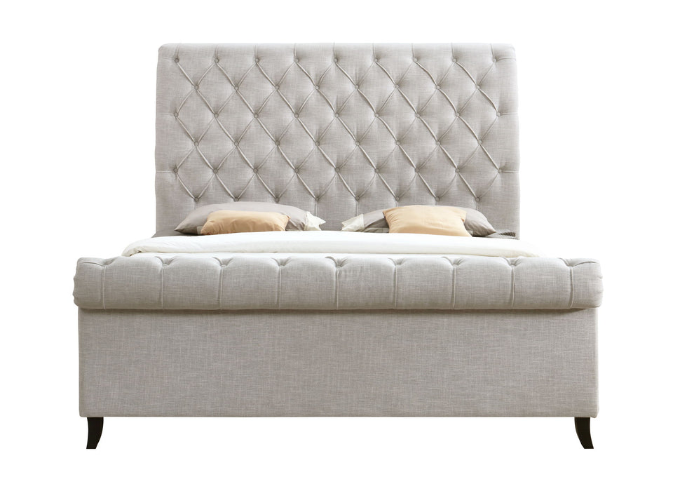Kate - Queen Platform Bed - Light Gray Tweed
