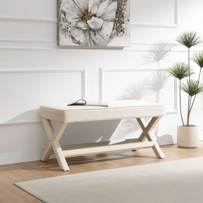 Comfort Double Bench Upholstered With X Crossed Legs