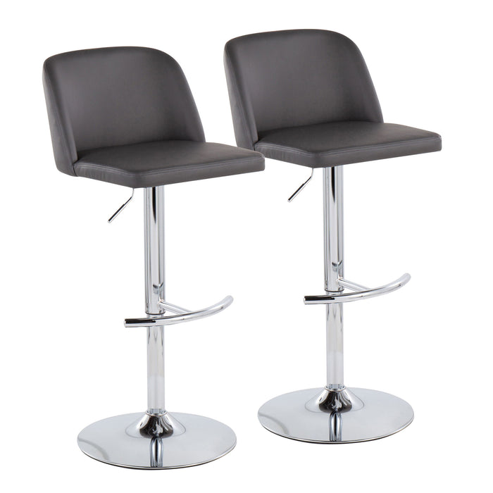 Toriano - Contemporary Adjustable Barstool With Swivel & Rounded T Footrest (Set of 2)