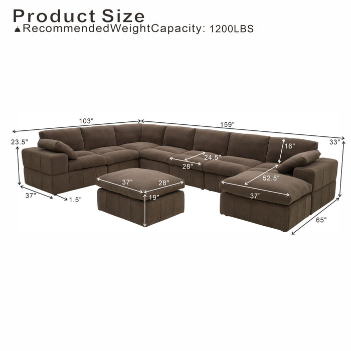Sectional, Large Arms, Toss Pillows Included
