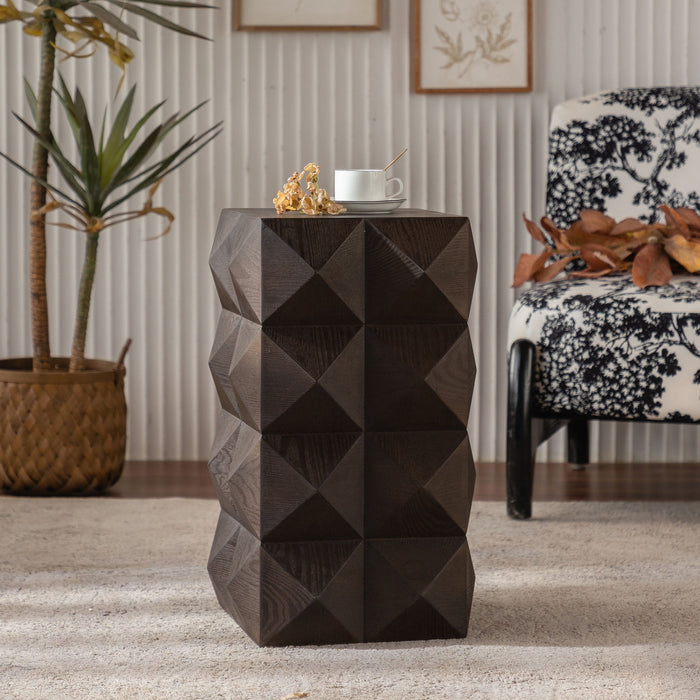 Side Table With 3D Embossed Pattern Design