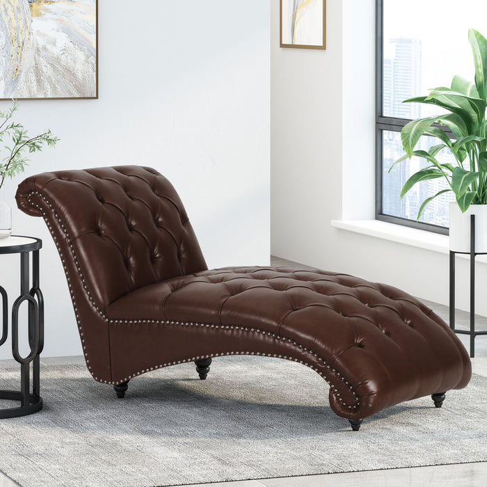 Chaise Lounge With Button Tufted Diamon Stitch