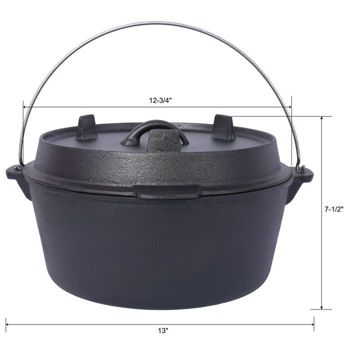 Pre-Seasoned Cast Dutch Oven With Skillet Lid And Pot Rack